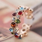 Golden ring with Multicolor Stone