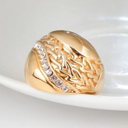 Wide golden Crystal ring