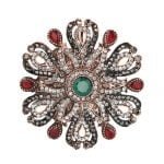 Antique flower shaped brooches with crystal & multicolor stone