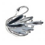 Silver swan rhinestone brooches
