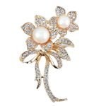 Golden Floral Brooches with pearl