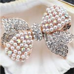 Crystal Pearl Bow Brooches