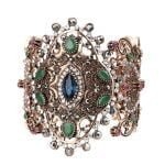 Antique hollow gemstone bracelet with Crystal