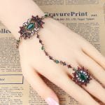 Indian style bracelet ring with kundan and crystal