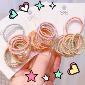 Glitter clip rubber band cartoon 17 pcs set