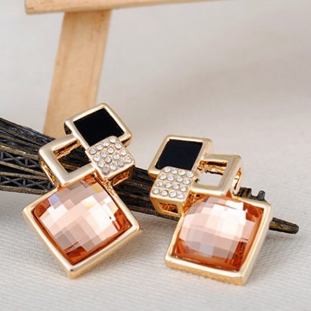 Geometric Earring with Gemstone