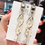 Long spiral pearl earring