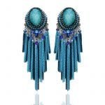 Oval Stone Tassel earring