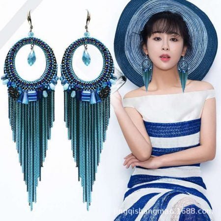 Tassel circle top earrings