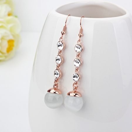 Long Zircon Catseye earring