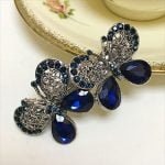 Pair Butterfly hairclip with blue stone