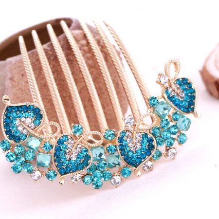 Comb Style Leafy Hairclip with stone