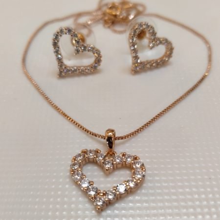 Crystal Heart Necklace and Earring Set