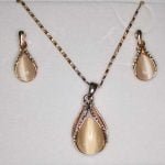 Crystal Frame Catseye Set with Necklace & Earring