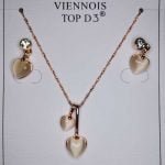 Double Heart Catseye Necklace with CZ