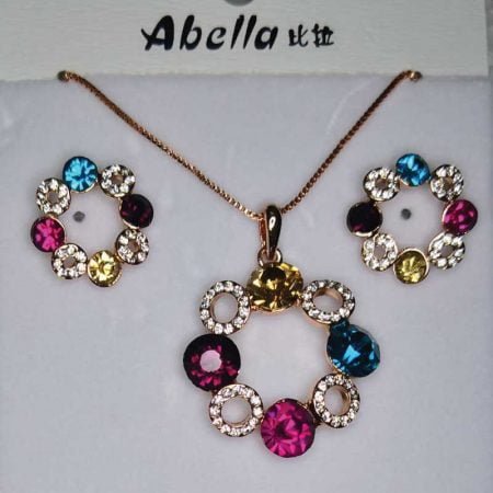 Multicolor Multistone Neclace Earring Set