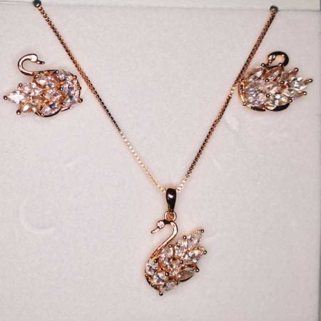 Crystal Imbedded Swan Set of Necklace & Earring