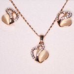 Catseye Heart on Crystal Heart Set of necklace & earring.