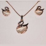 Swan Catseye Necklace & Earring Set