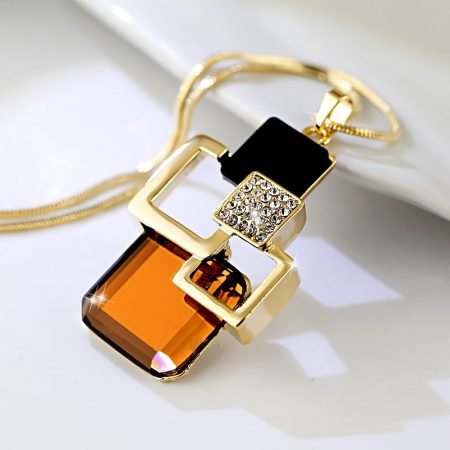 Crystal Geometric Long Chain Necklace