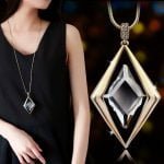 Long Chain necklace with big stone