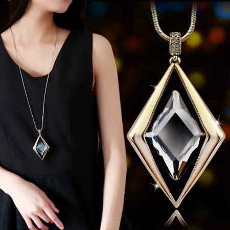 Long Chain necklace with big stone
