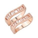 Rosegold zirconia dual ring for women