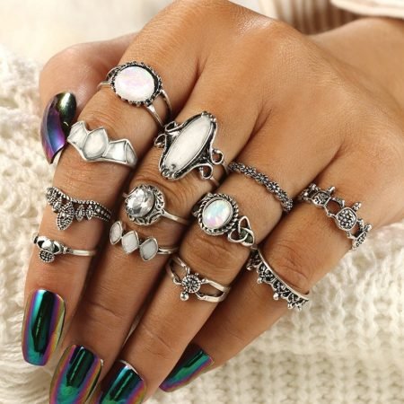 Wild gemstone ring set 12 pcs set