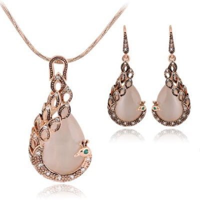 Long chain Necklace with Earrings