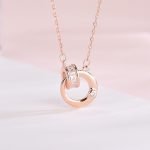 S925 Double ring Necklace with sterling silver chain