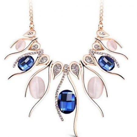 Retro wave nice necklace with crystal and opal