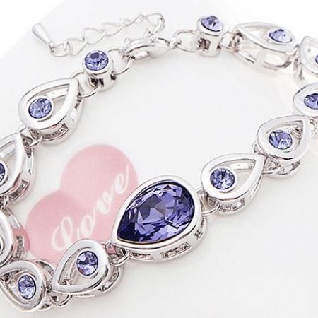 Due drop silver rhinestone bracelet