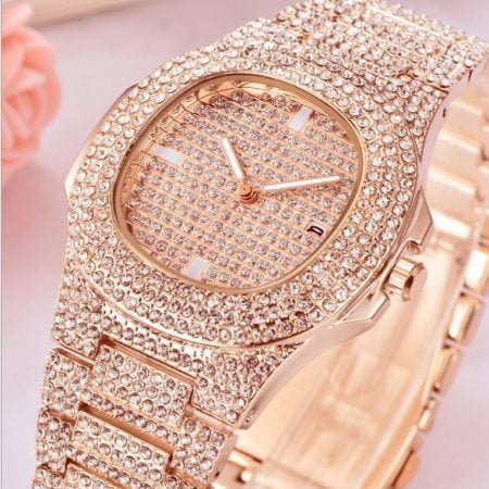 Glittery band and dial watches