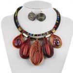 Resin Multi Pendant necklace with earring