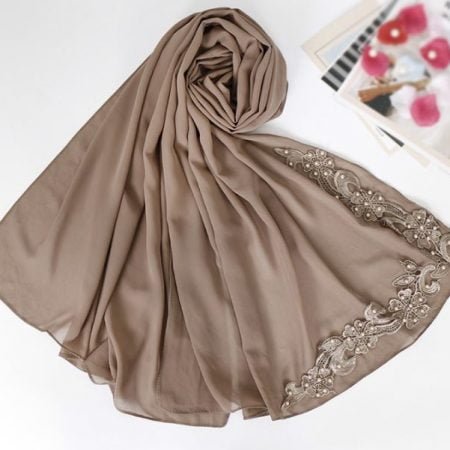 Silky Pearl floral lace hijab