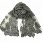 Soft Linen Hijab with floral pearl border