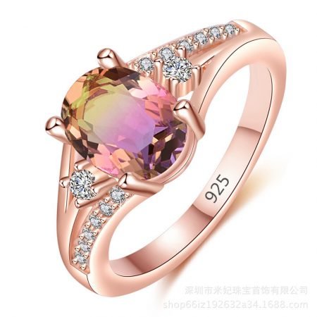 S925 Rainbow Stone Crystal Ring