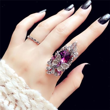 Antique Butterfly Crystal Ring
