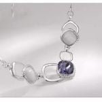 Geometric Slim multi stone Silver Necklace