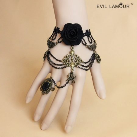 Rose web Lace Bracelet Ring for Party