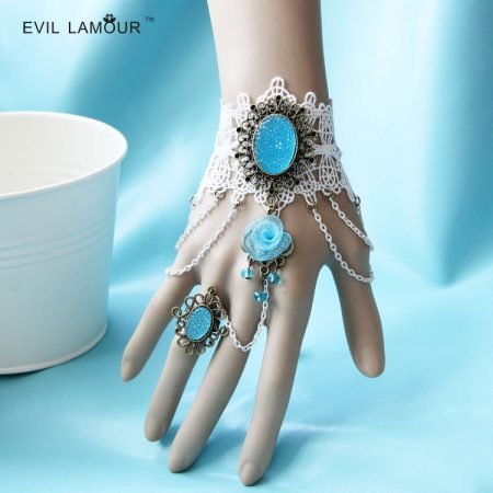 Big Blue Stone Lace Bracelet Ring