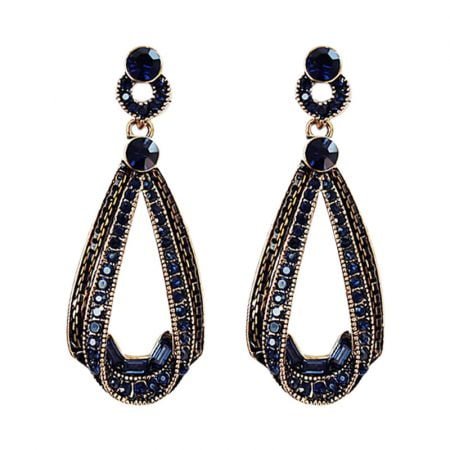 Water Drop Earring With Blue Stone