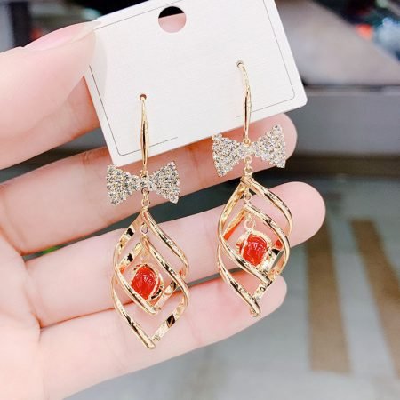 S925 Red Opal in Spyral Earring