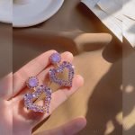 Purple Heart Crystal Earring