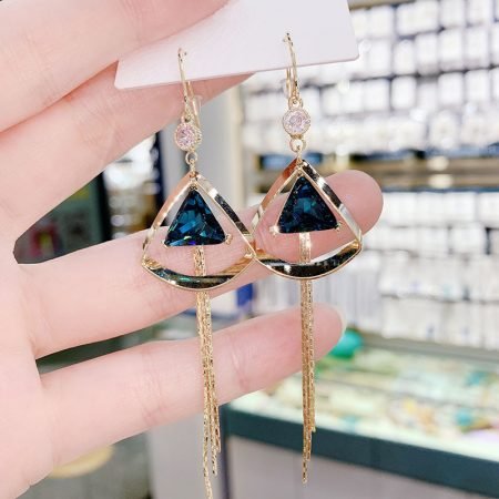 Triangle Spiral Crystal Earring