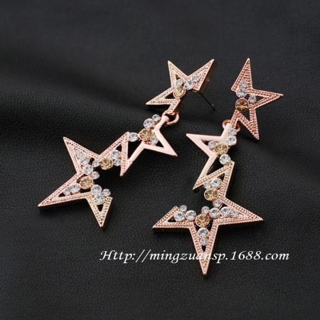 Star Long Earring with zircon