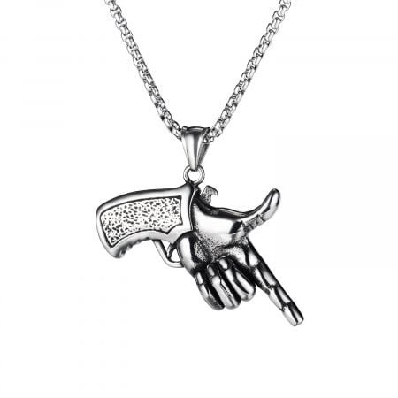 Gun Pendant Titanium Men Necklace