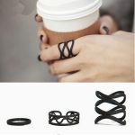 Frosted Black 3 Pcs Set Ring