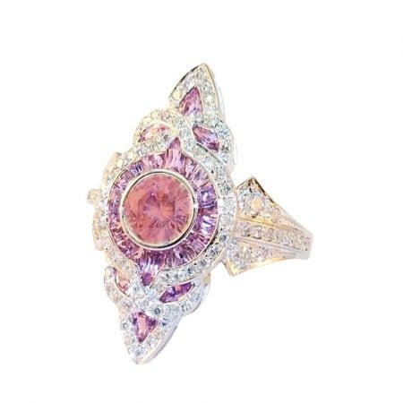 Pink Stone Leaf Women Ring