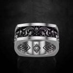 Silver Black Unisex Ring